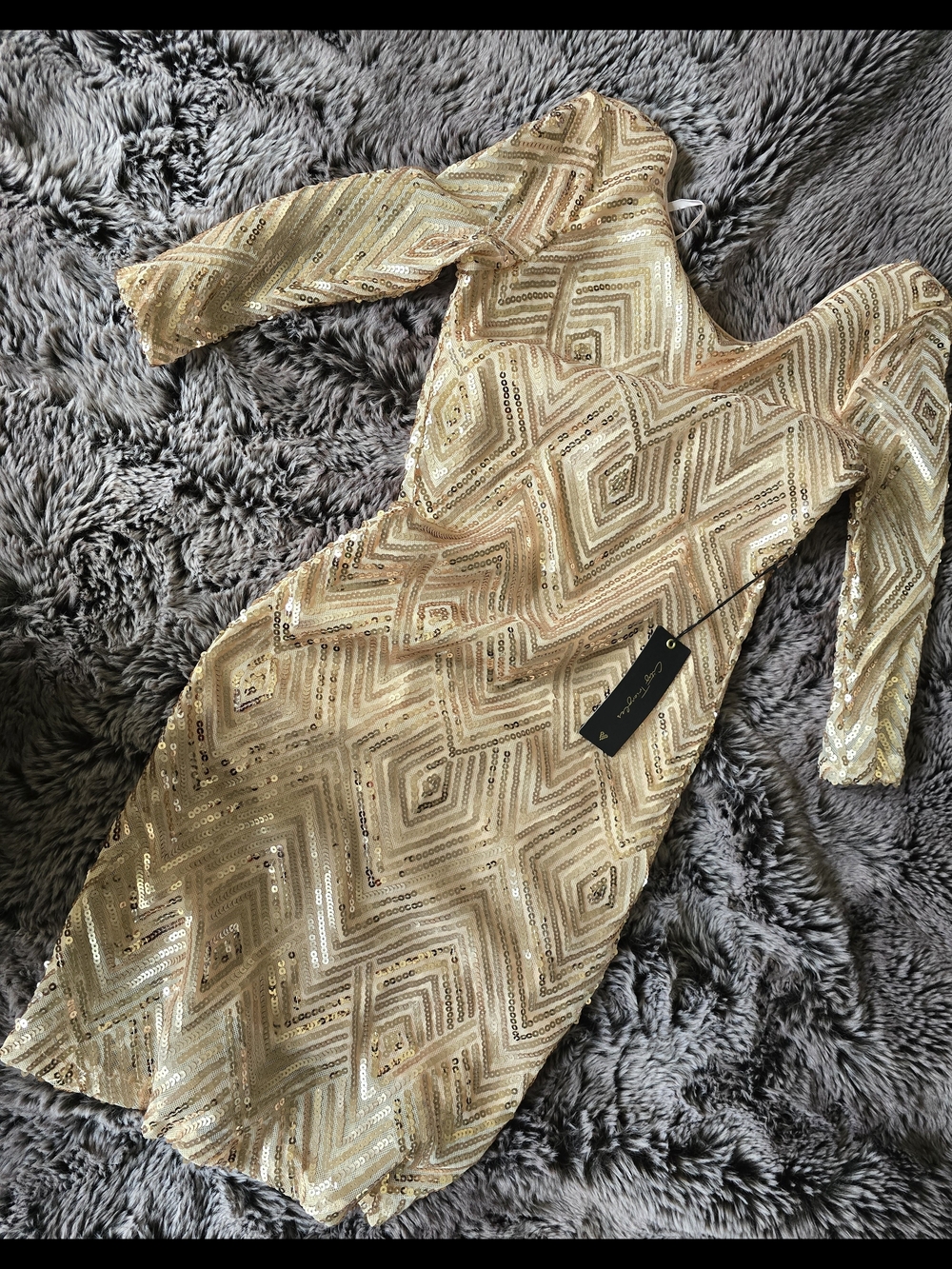 Gold Sequin Sheath Dress - Elegant Party Dress